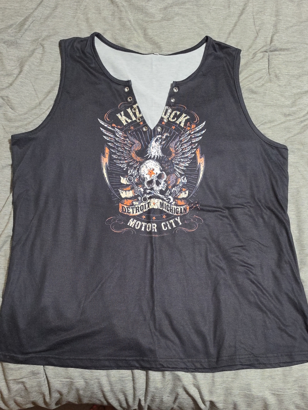Black Graphic Eagle & Skull Tank Top - Motor City